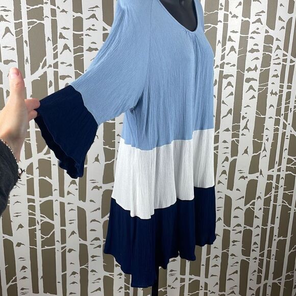 Indigo Soul Gauze Color Blocked 3/4 Sleeve Tunic 2XL - Picture 2 of 8
